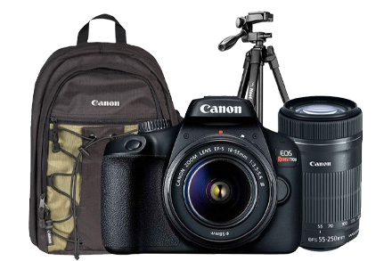 Combo Câmera EOS T100 Premium com Tripé e Mochila Combo Câmera EOS T100 Premium com Tripé e Mochila