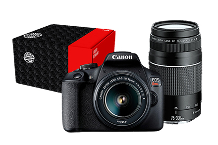 Combo Câmera T7+ Viajante com Lente EF-S 18-55mm + EF 75-300m