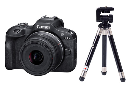 Combo EOS R100 com Lente RF-S 18-45mm + Mini Tripé para Câmera Greika WT-2881