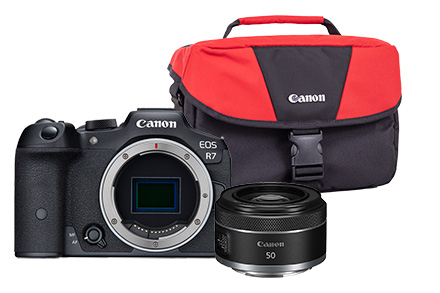 Combo Câmera EOS R7 (CORPO) + Lente RF 50MM F1.8 STM + Bolsa