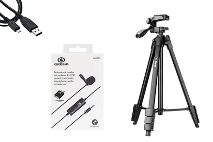 KIT de Acessórios Content Creator para EOS SL3 com Cabo USB, Tripé e Microfone de Lapela