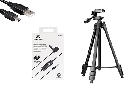 KIT de Acessórios Content Creator para EOS T7 e T7+ com Cabo USB, Tripé e Microfone de Lapela