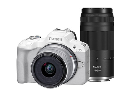 Combo Câmera EOS R50 Branca com Lente RF-S 18-45mm + RF 75-300mm