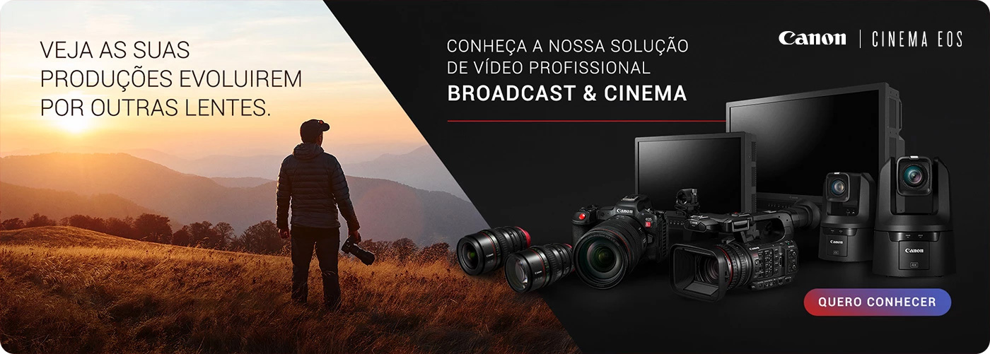 Banner chamada para uma página dedicada a linha de cinema da Canon