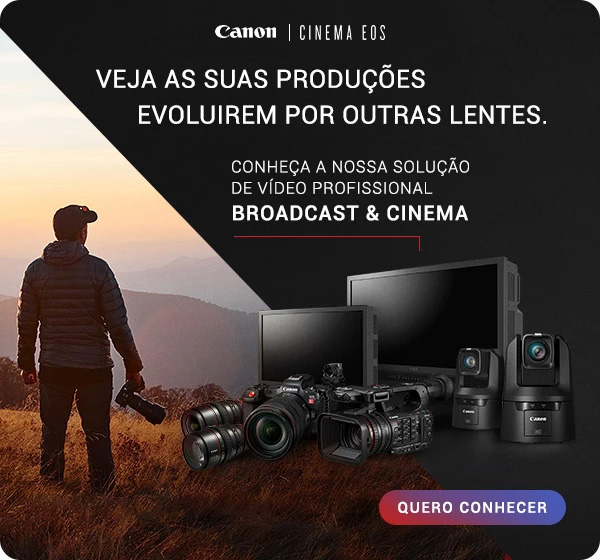 Banner chamada para uma página dedicada a linha de cinema da Canon