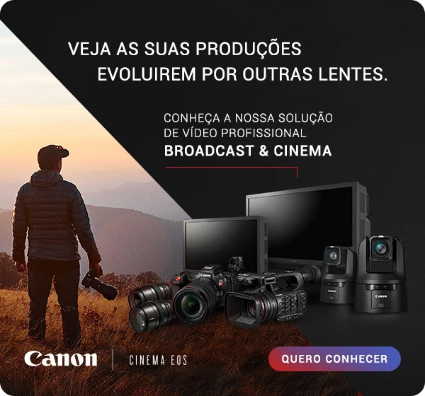 Banner chamada para uma página dedicada a linha de cinema da Canon