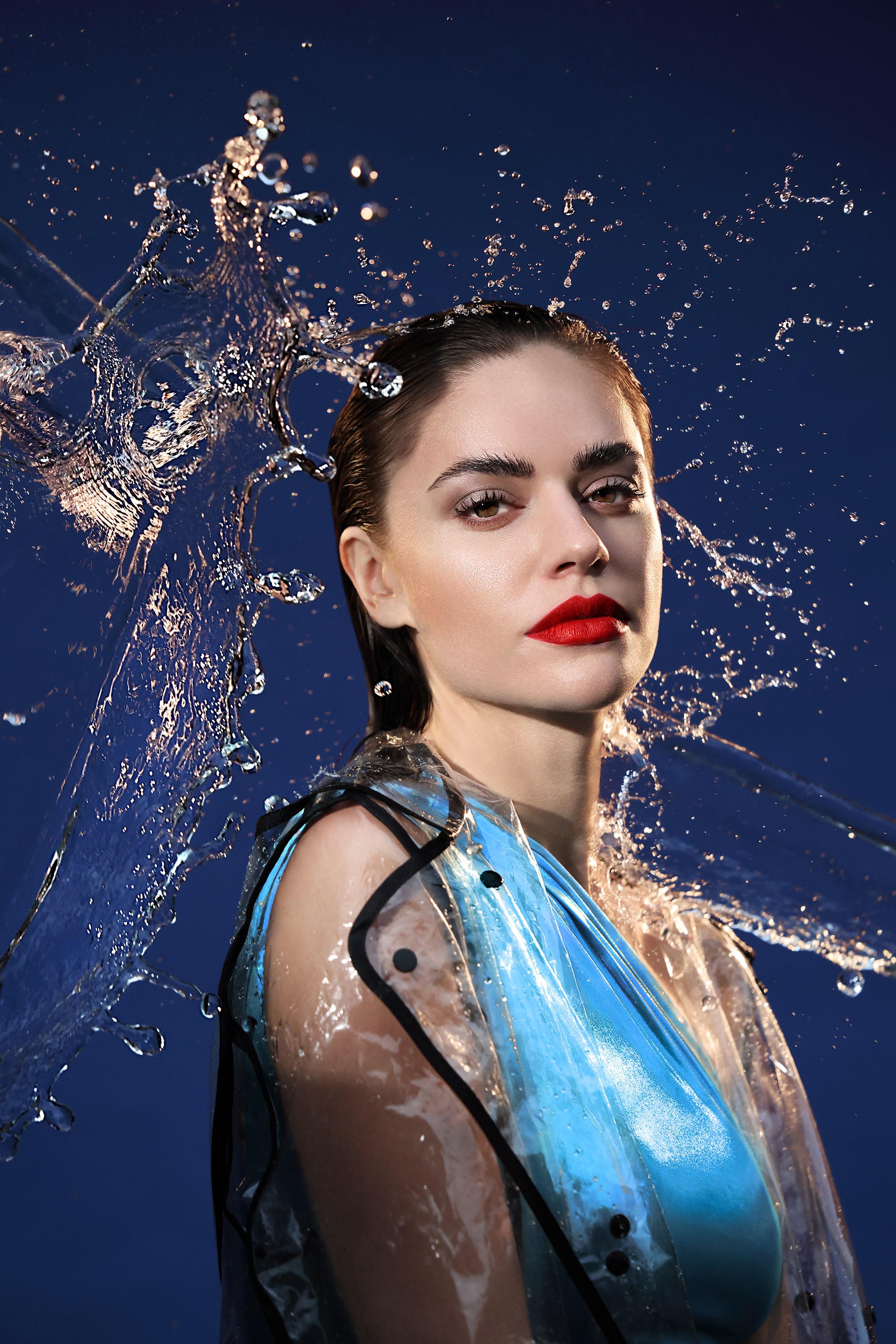 Modelo sendo respingada com água.