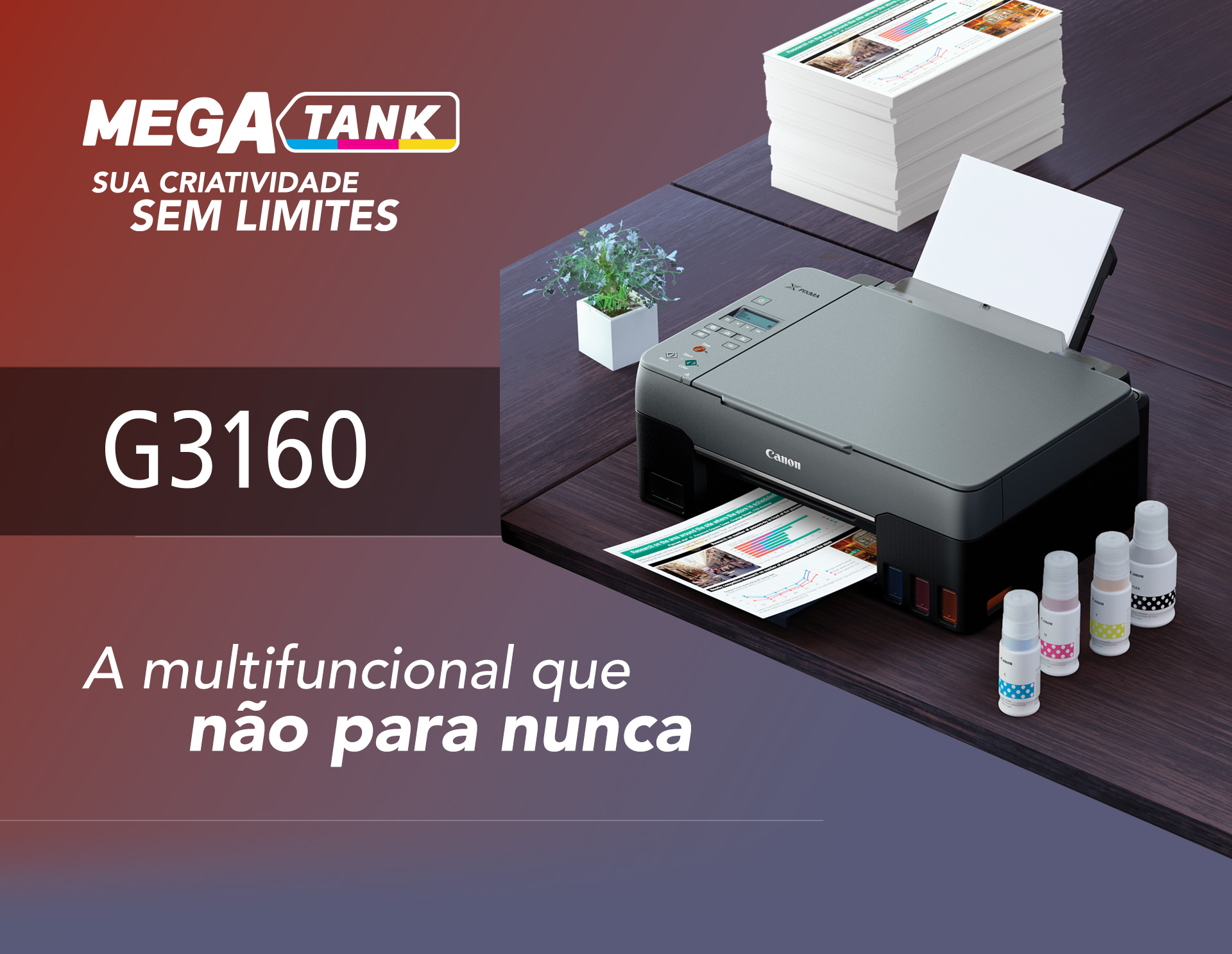Nova Impressora MEGA TANK Canon G3160 Nova Impressora MEGA TANK Canon G3160